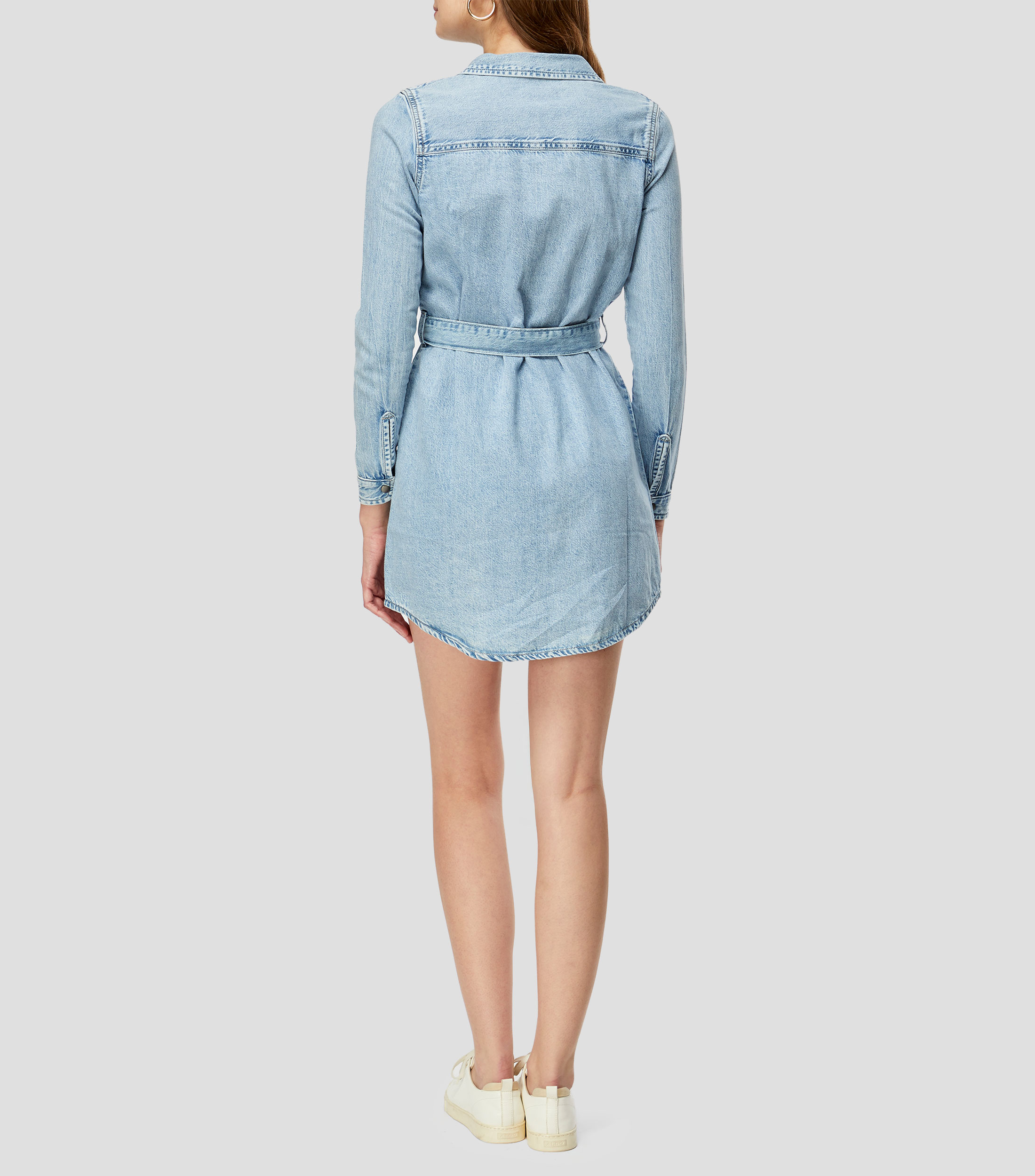 Vestido corto manga larga liso Mujer